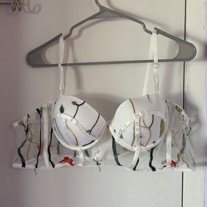Floral Embroidered White Bralette